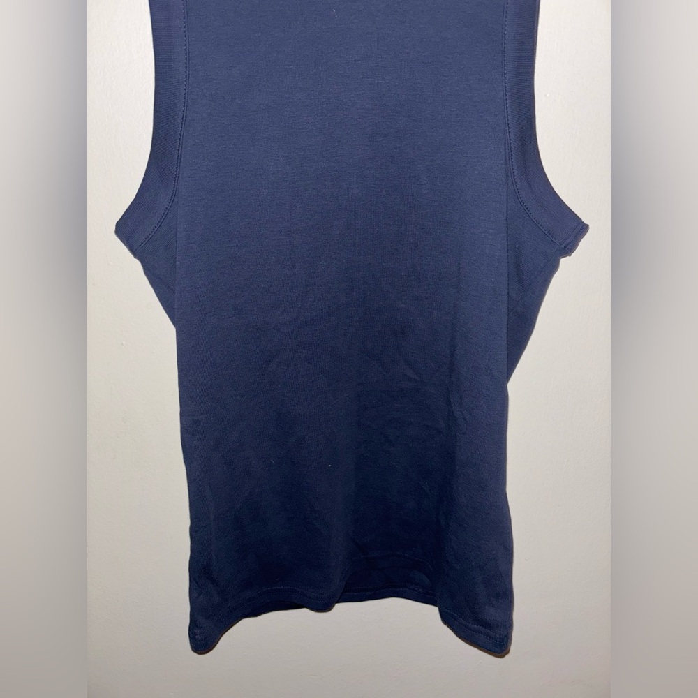 NWT J.Crew Perfect-fit high-neck tank top Small Navy Casual Simple Minimalist - Picture 6 of 10